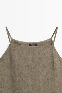 100% linen short dress
