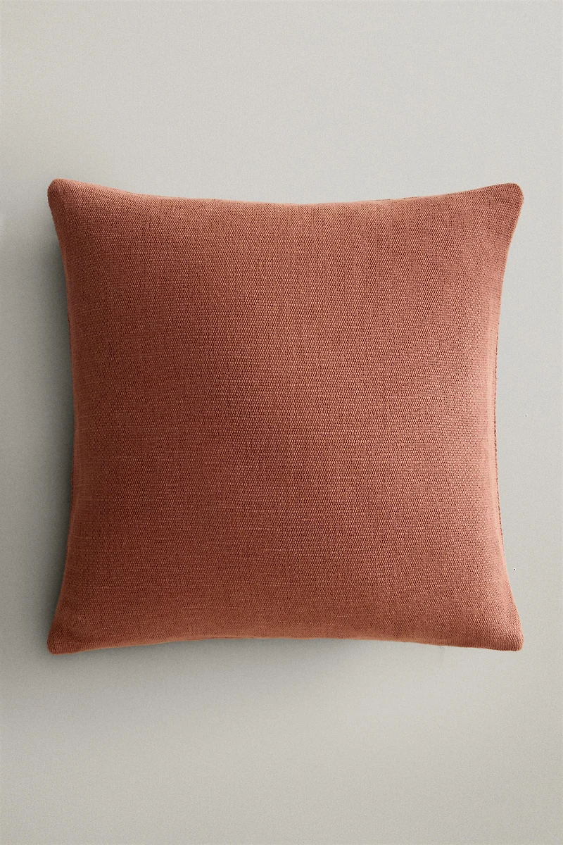 JUTE AND COTTON THROW PILLOW COVER
