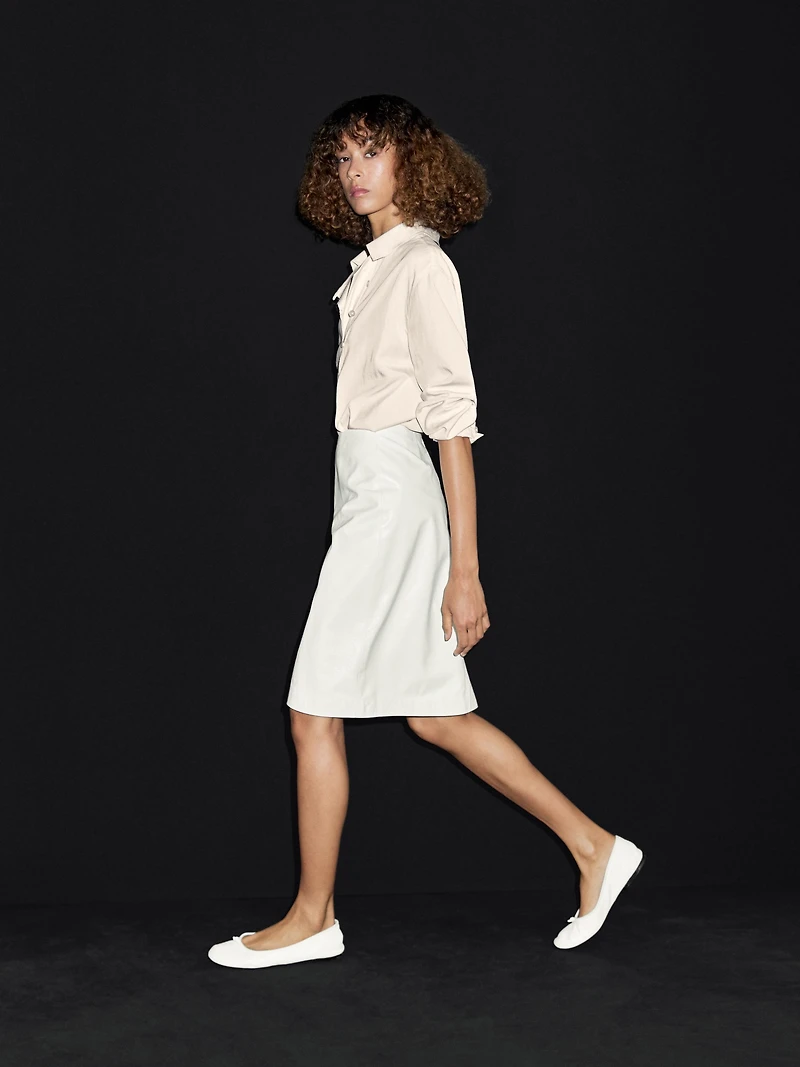 Nappa leather midi skirt