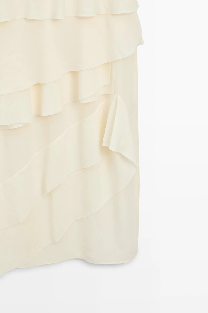 Flowing midi dress with ruffles