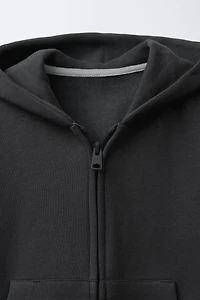 PLAIN PLUSH HOODED SWEATSHIRT