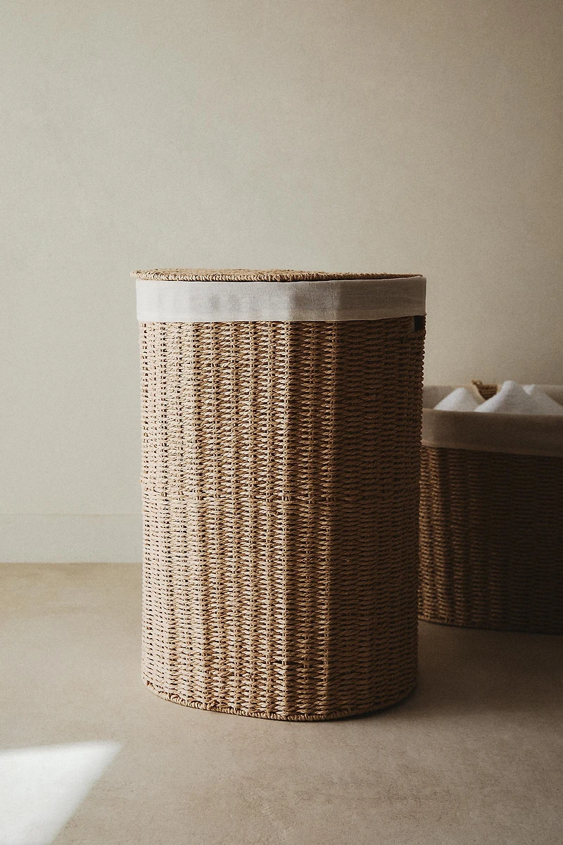 FABRIC-LINED LAUNDRY HAMPER