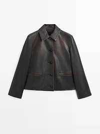 Short nappa leather jacket