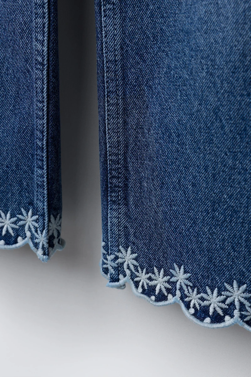 EMBROIDERED STRAIGHT DENIM PANTS