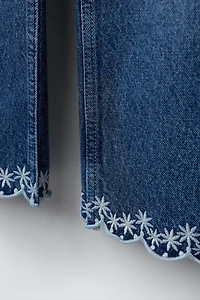 EMBROIDERED STRAIGHT DENIM PANTS