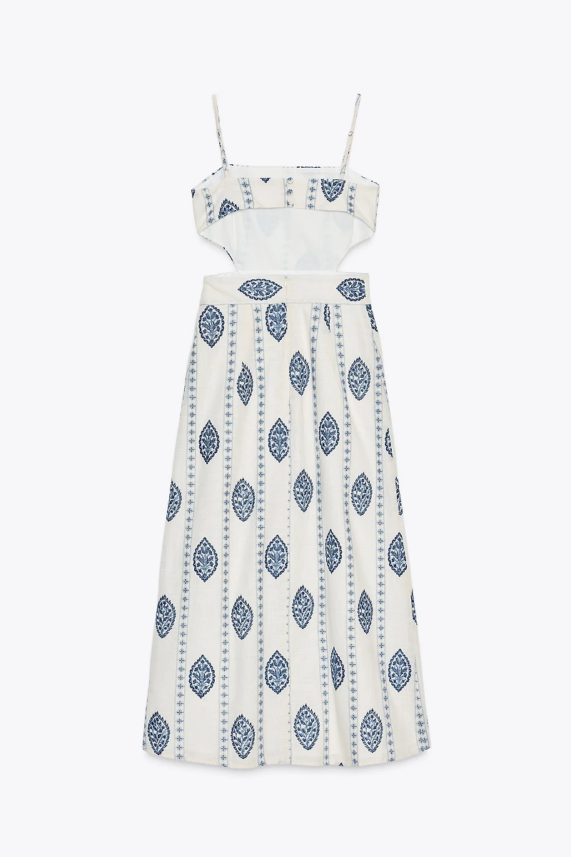 CUT OUT EMBROIDERED MIDI DRESS
