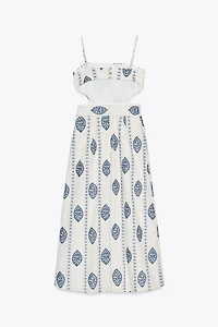 CUT OUT EMBROIDERED MIDI DRESS