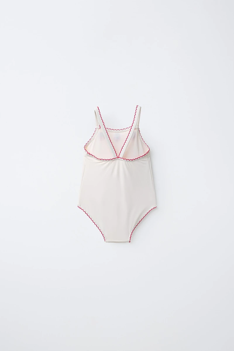 1-6 YEARS / EMBROIDERED STRAWBERRY SWIMSUIT