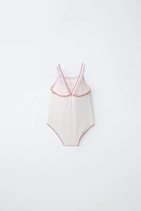 1-6 YEARS / EMBROIDERED STRAWBERRY SWIMSUIT