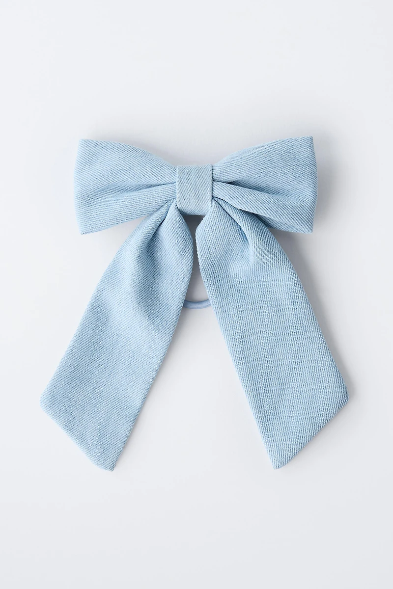 DENIM BOW BOBBY PIN HAIR TIE