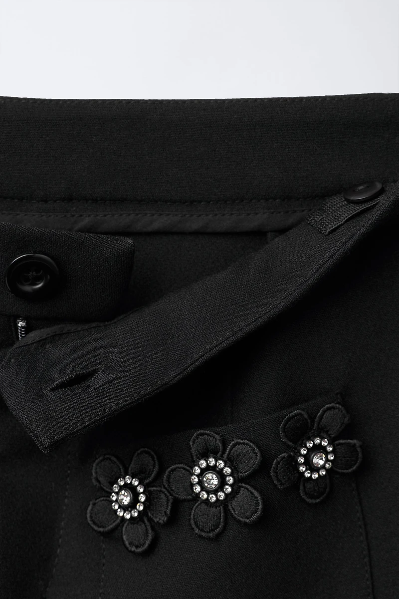 JEWELED FLORAL PANTS