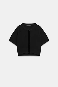 CROPPED KNIT JACKET WITH ZIPPER