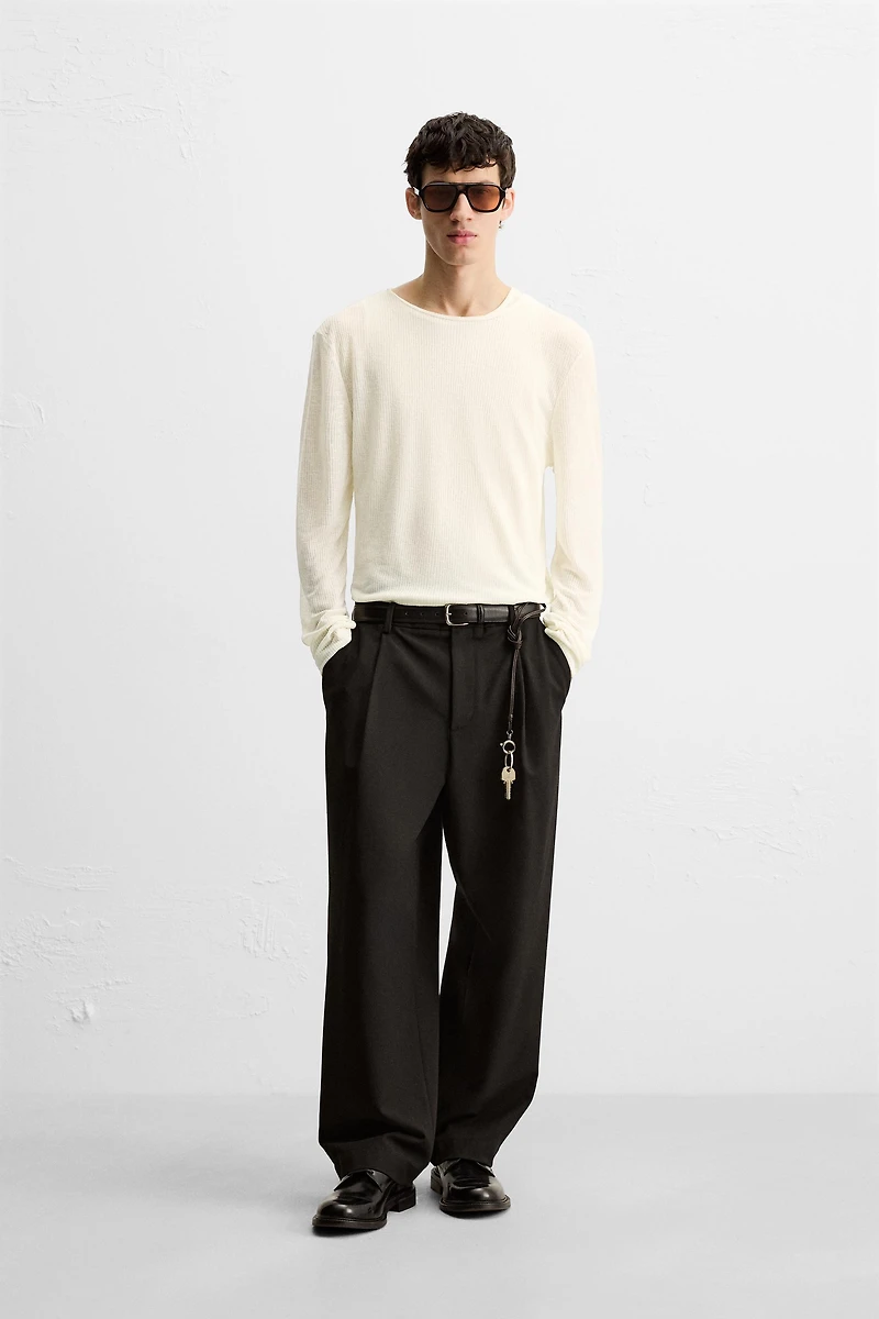 SEMI-SHEER TEXTURED T-SHIRT