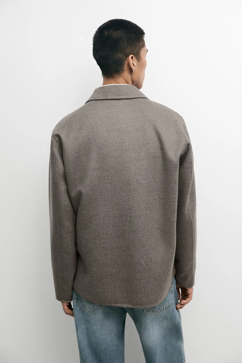 Wool blend overshirt with button detail