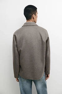 Wool blend overshirt with button detail