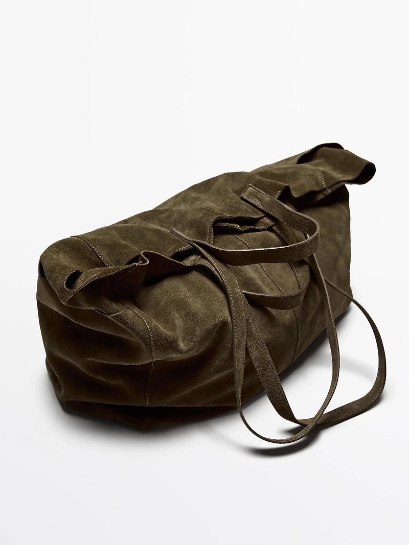 leather and split maxi shopper bag