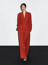 Linen blend shawl collar blazer
