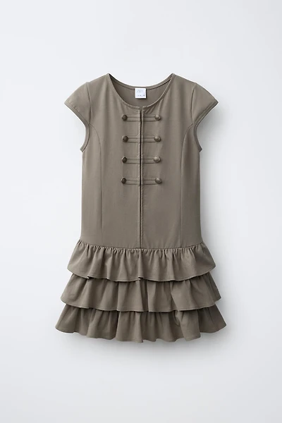 RUFFLED FROG FASTENING DRESS