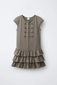 RUFFLED FROG FASTENING DRESS