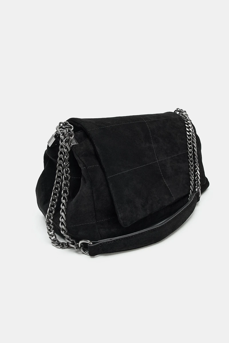 SPLIT LEATHER SHOULDER BAG