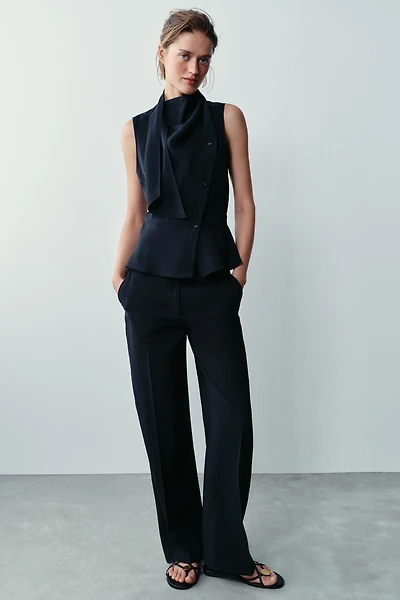 HIGH-RISE STRAIGHT-LEG TROUSERS