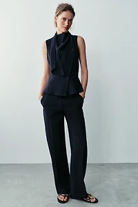 HIGH-RISE STRAIGHT-LEG TROUSERS