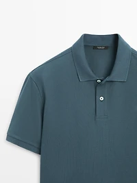 Micro-textured cotton piqué polo shirt