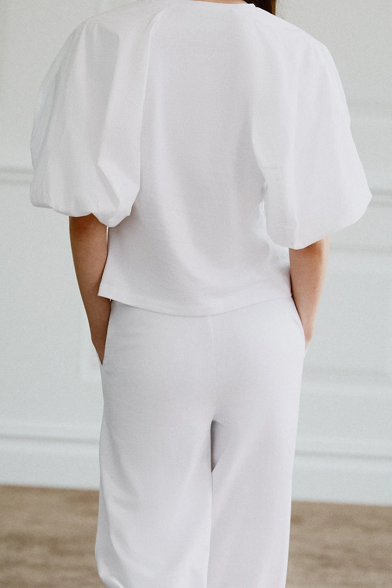 BALLOON SLEEVE COMBINATION T-SHIRT