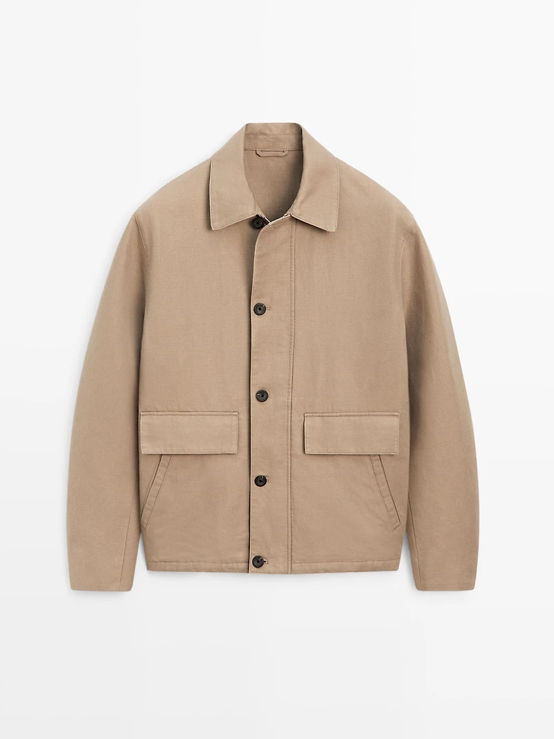 Veste avec détails poches et lin