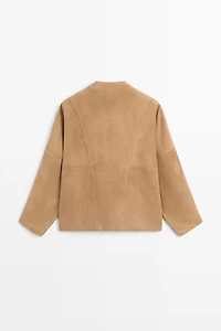 Double-breasted suede jacket