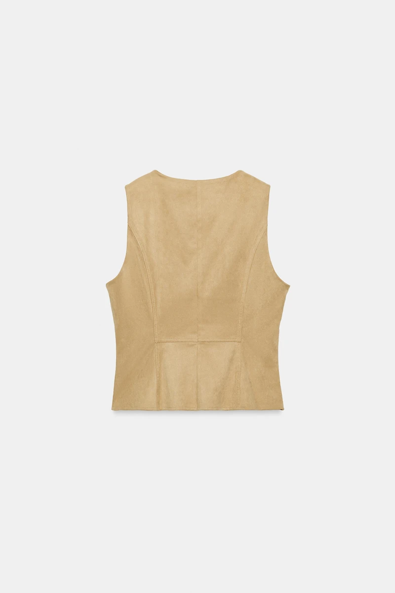 SUEDE EFFECT BUTTON VEST