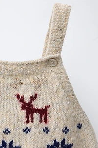 KNITTED STAR AND REINDEER ROMPER