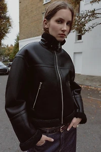 BLOUSON DOUBLE FACE EFFET MOUTON