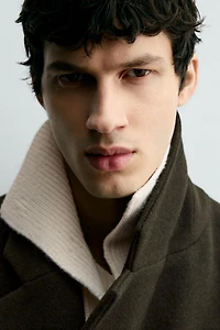 DOUBLE-BREASTED WOOL BLEND COAT WITH BELT