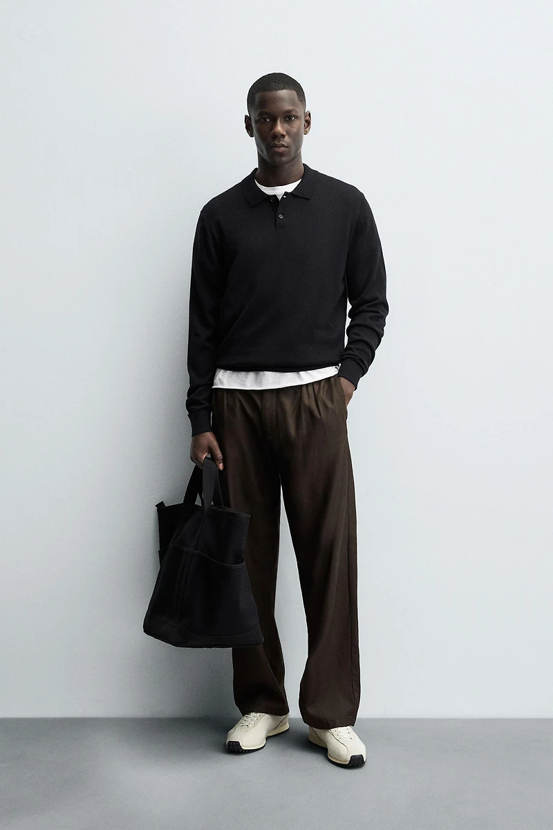 100% WOOL KNIT POLO SHIRT