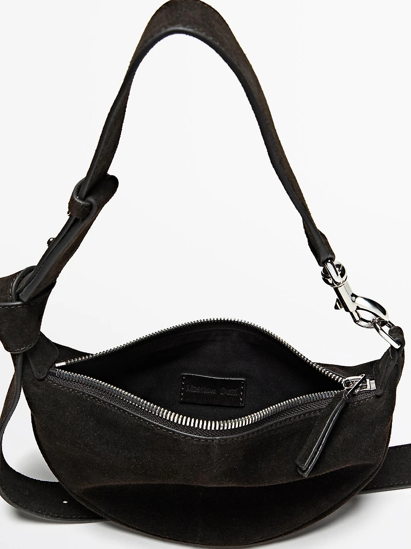 Split suede leather mini crossbody bag