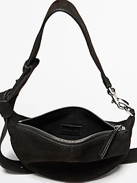 Split suede leather mini crossbody bag