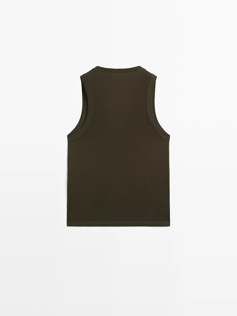 100% cotton strappy V-neck T-shirt