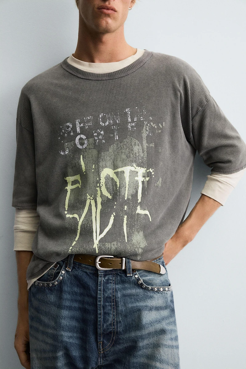 WASHED PRINTED KNIT T-SHIRT
