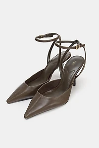 CHAUSSURES À TALONS OUVERTES L'ARRIÈRE EN CUIR AVEC BRIDE