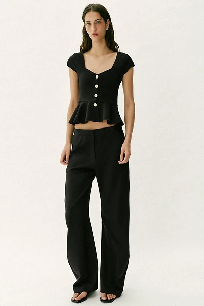 BUTTONED PEPLUM TOP