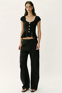 BUTTONED PEPLUM TOP