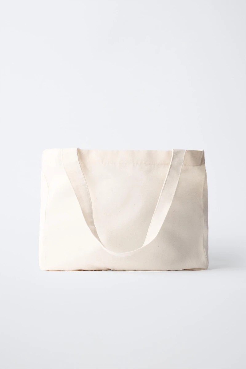 PRINTED AND TEXT TOTE BAG