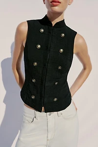 SLEEVELESS BUTTON SHIRT