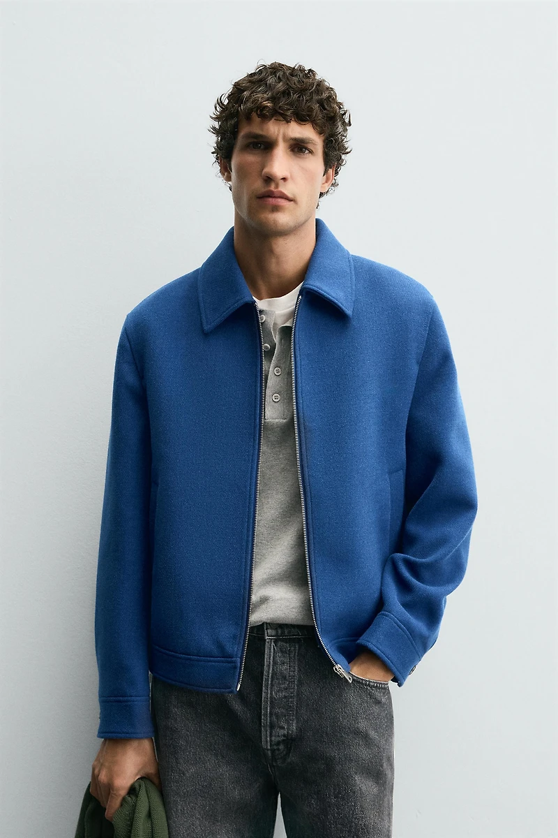 ZIP-UP WOOL EFFECT JACKET