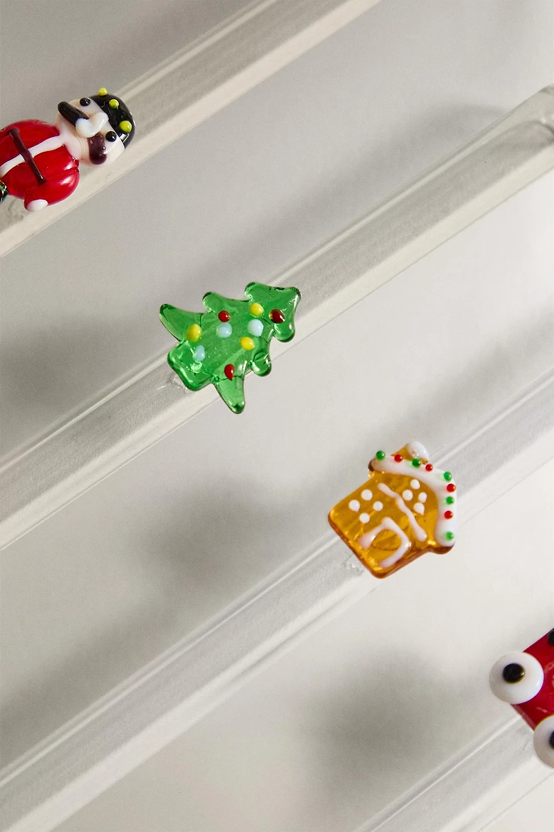 SET OF GLASS STRAWS WITH CHRISTMAS FIGURES (SET OF 6)