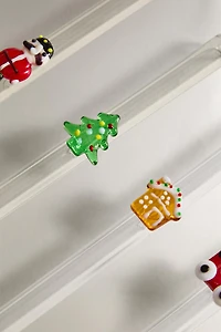 SET OF GLASS STRAWS WITH CHRISTMAS FIGURES (SET OF 6)