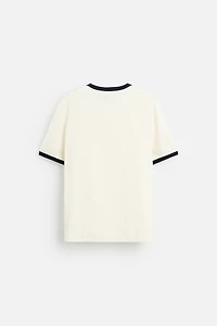 BASIC CONTRAST RIBBED T-SHIRT