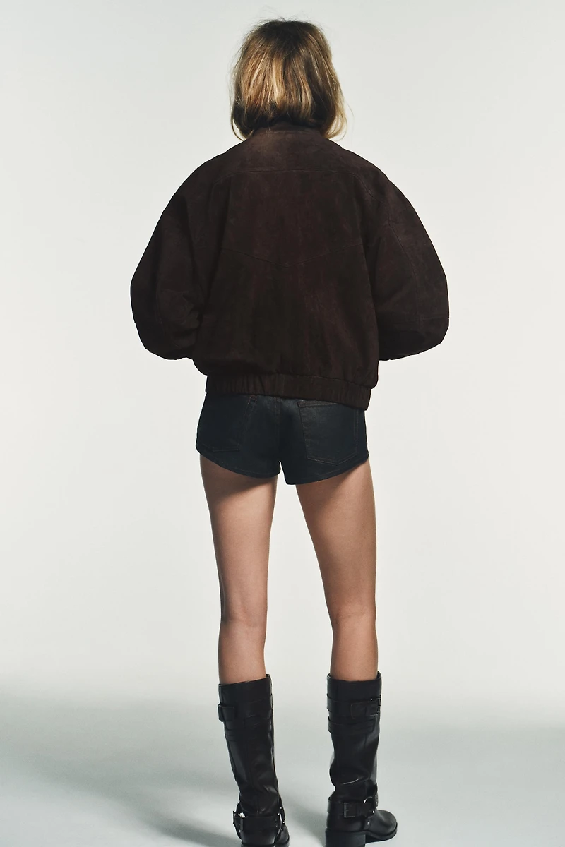 100% SUEDE LEATHER BOMBER JACKET