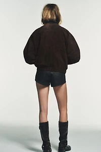 100% SUEDE LEATHER BOMBER JACKET